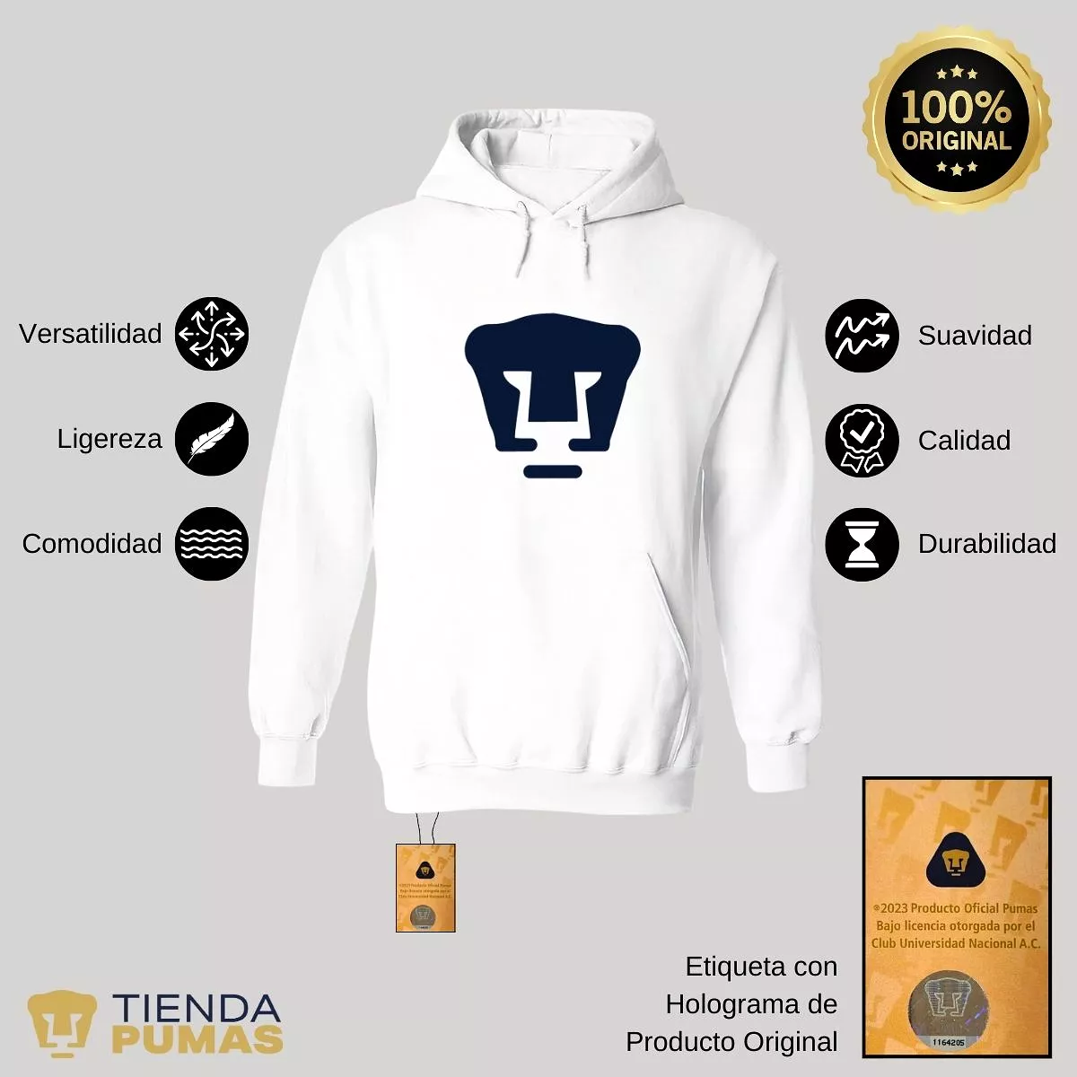 Sudadera para Hombre Hoodie Pumas UNAM Logo Azul