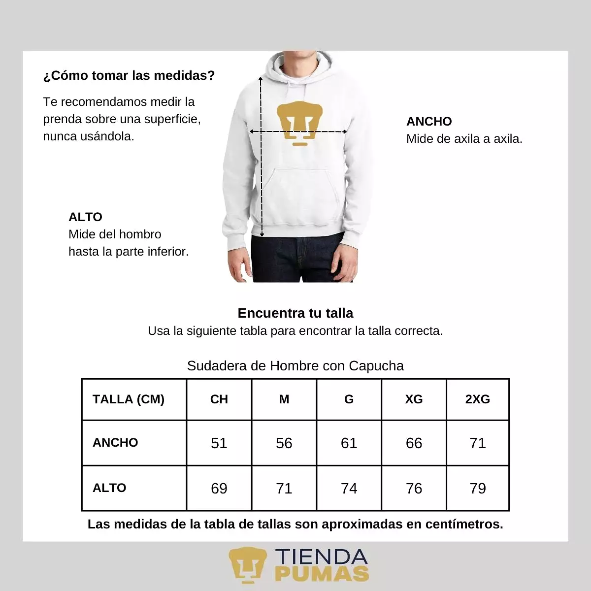 Sudadera para Hombre Hoodie Pumas UNAM Logo Dorado