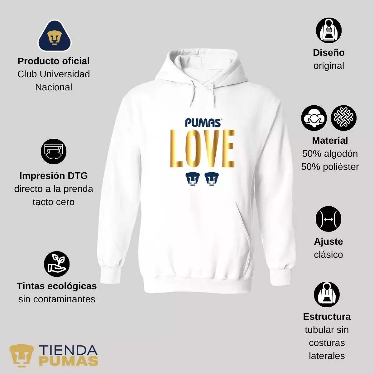 Sudadera para Hombre Hoodie Pumas UNAM Love