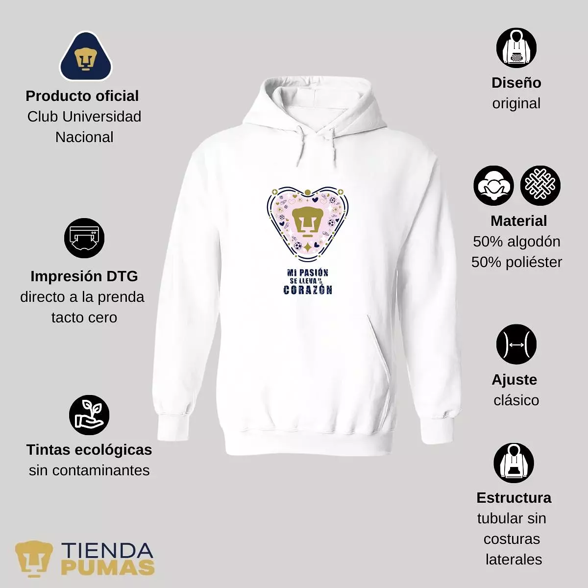 Sudadera para Hombre Hoodie Pumas UNAM Mi pasión