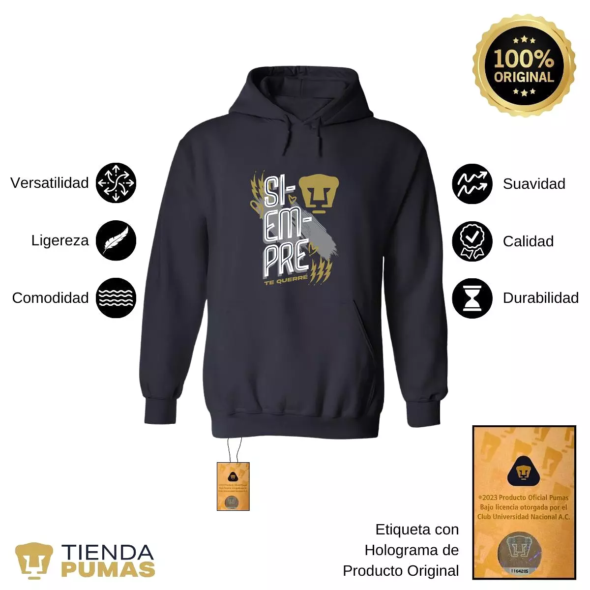 Sudadera para Hombre Hoodie Pumas UNAM Siempre