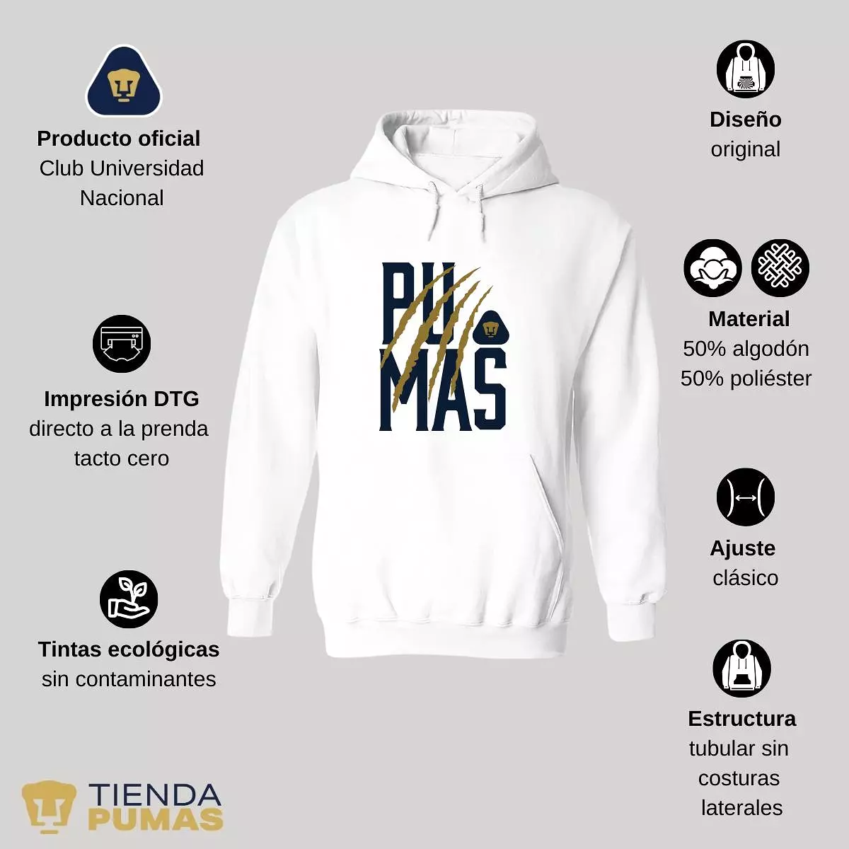 Sudadera para Hombre Hoodie Pumas UNAM Zarpazo