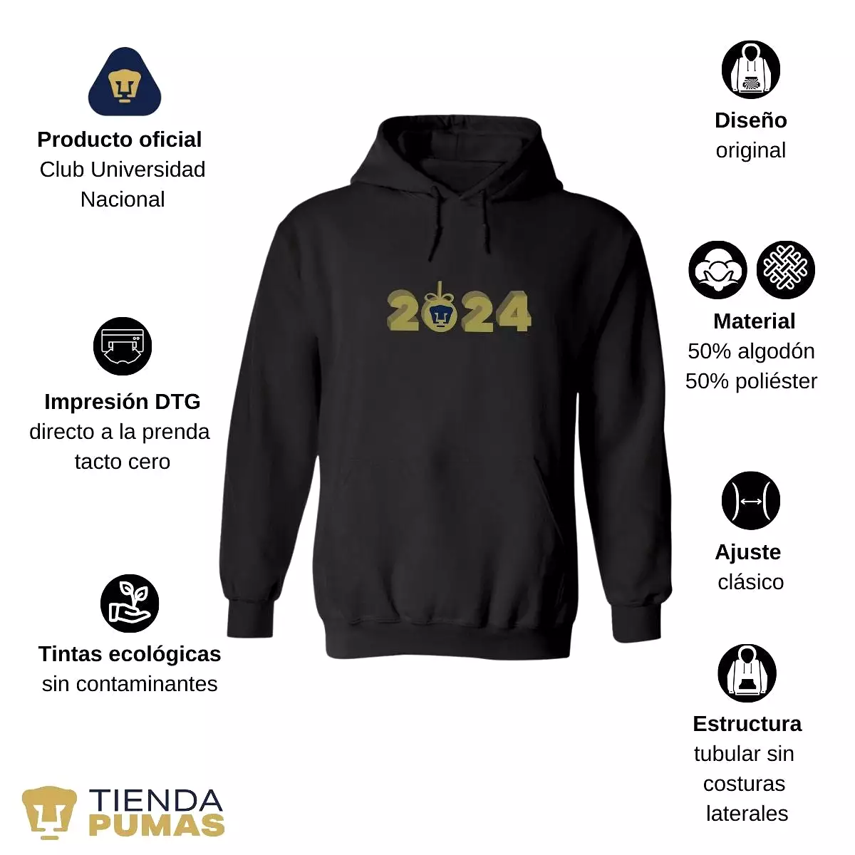 Sudadera Para Mujer Hoodie Pumas UNAM Ao Nuevo