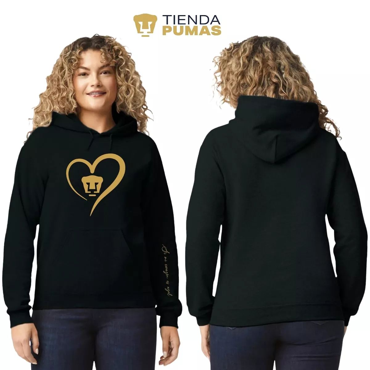 Sudadera para Mujer Hoodie Pumas UNAM Corazón Oro