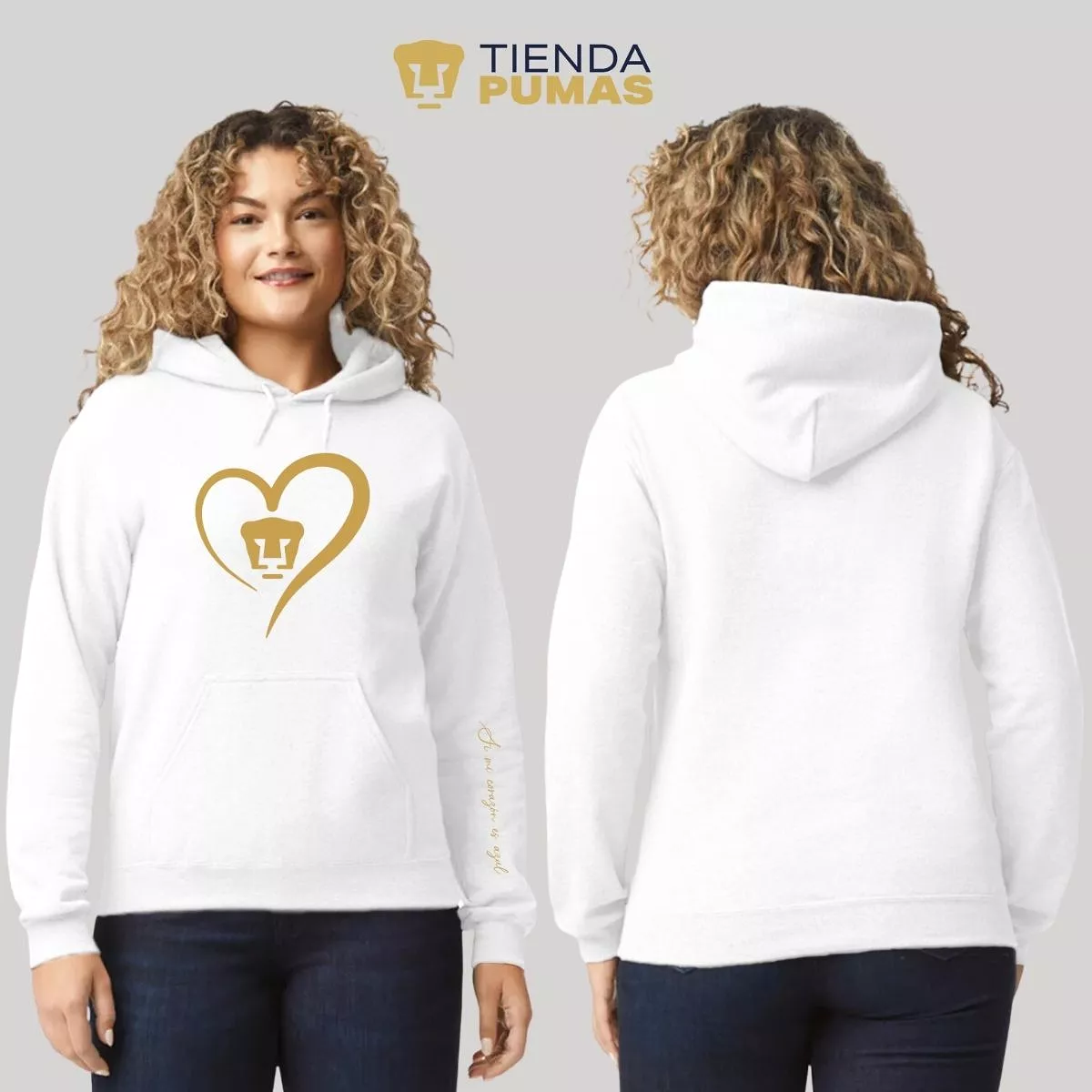 Sudadera para Mujer Hoodie Pumas UNAM Corazón Oro