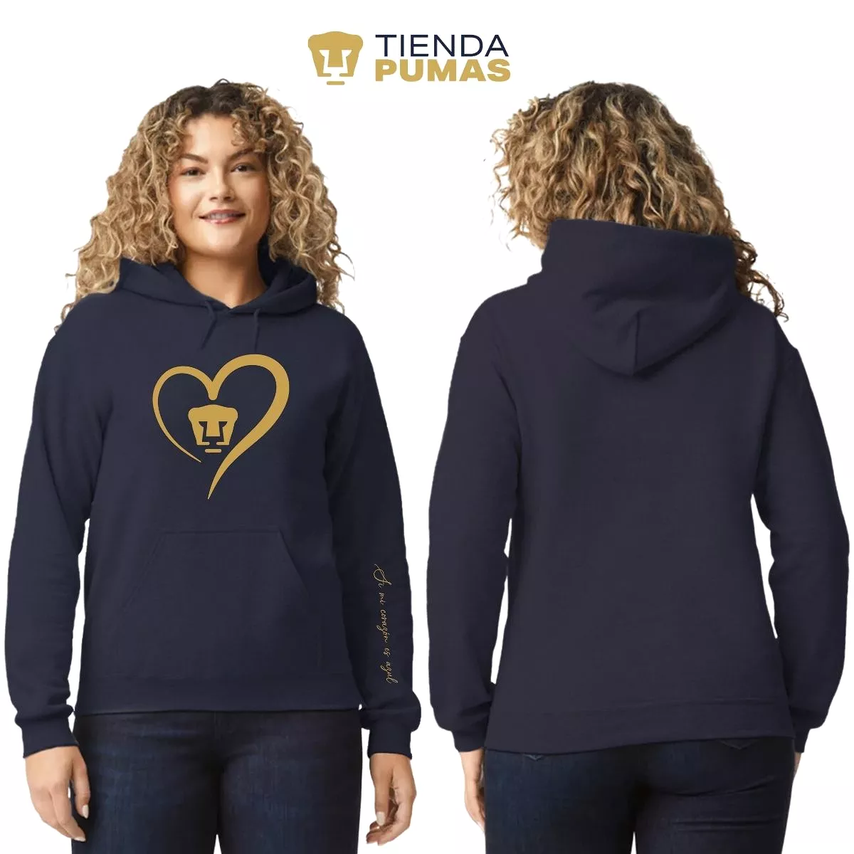 Sudadera para Mujer Hoodie Pumas UNAM Corazón Oro