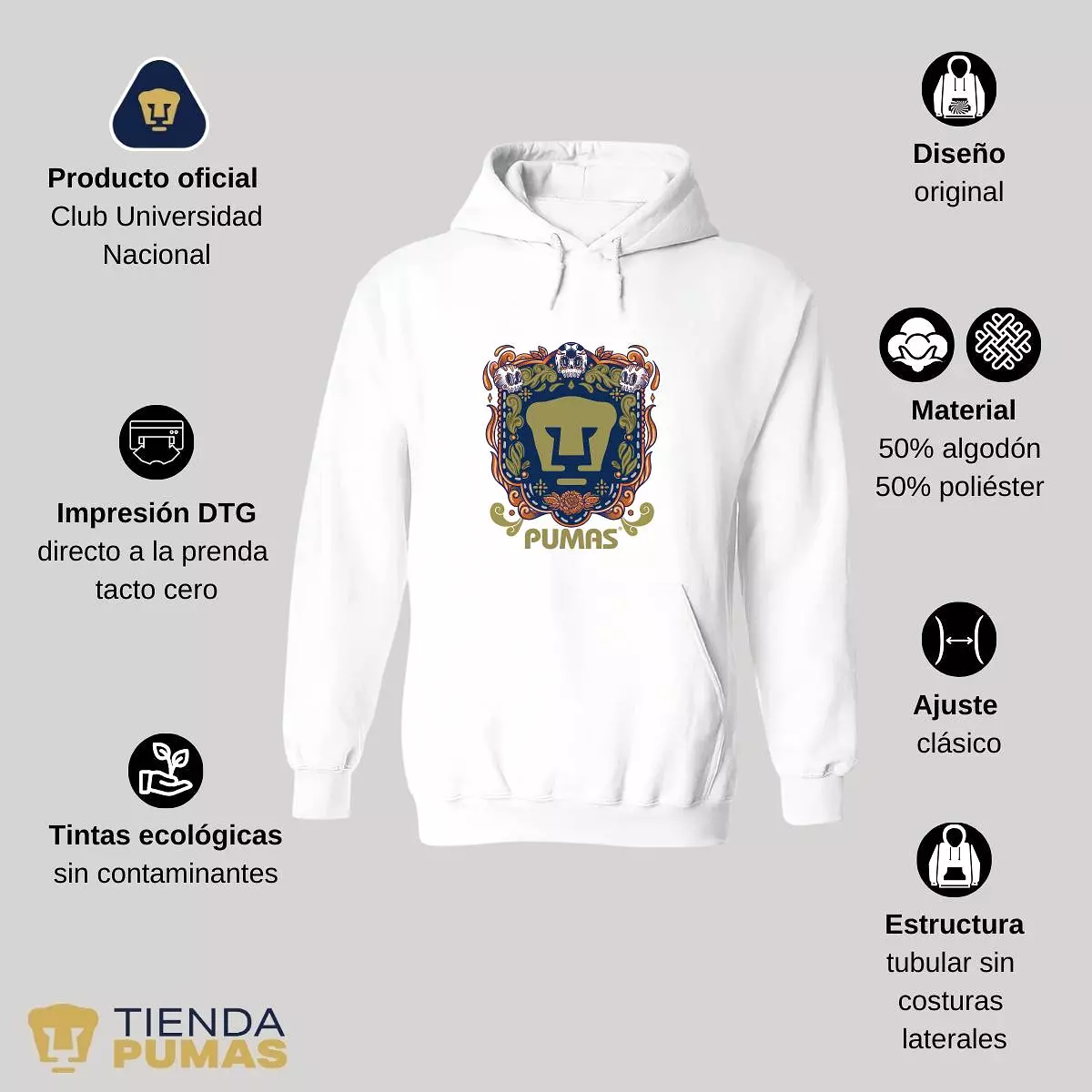 Sudadera para Mujer Hoodie Pumas UNAM Día de Muertos Nja