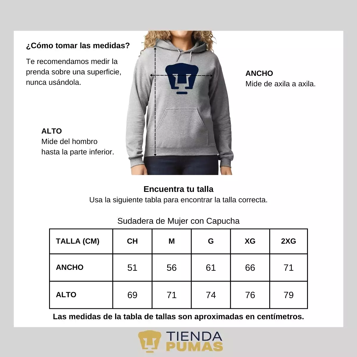 Sudadera para Mujer Hoodie Pumas UNAM Logo Azul