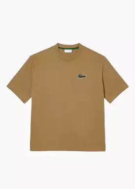 T-shirt  Lacoste loose fit avec grand crocodile marron