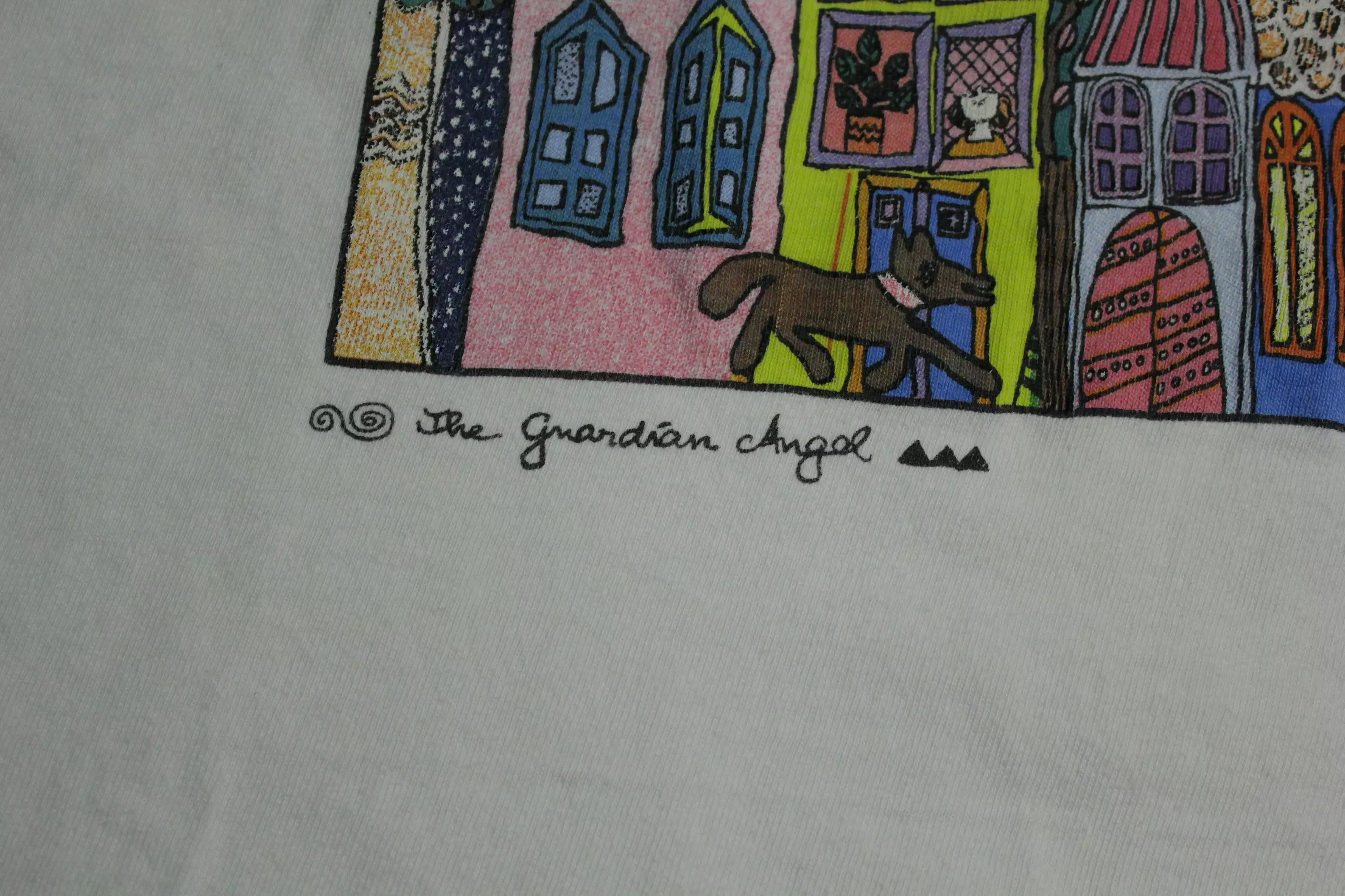 The Guardian Angel Vintage 1990 Artist Kiki Suarez Design Religious Jesus T-Shirt