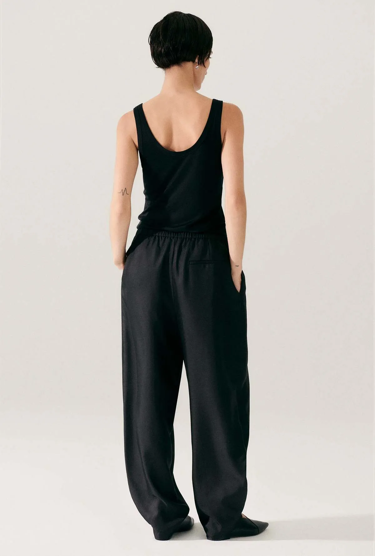 Twill Harem Pants - Black