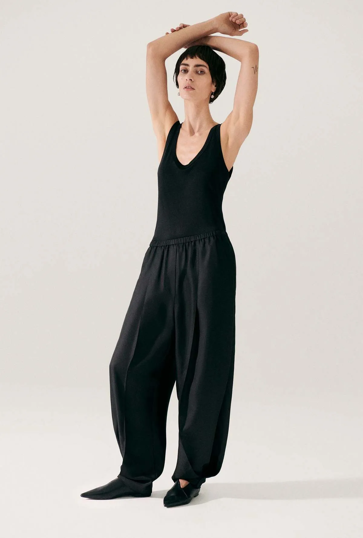 Twill Harem Pants - Black