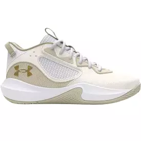 Under Armour Adult UA Lockdown 6 Basketball Shoes - White/Silt/Metallic Gold