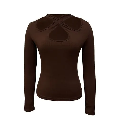 Women's T-shirt Long Sleeve T-shirts Elegant Solid Color