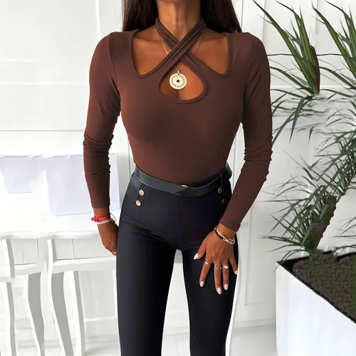 Women's T-shirt Long Sleeve T-shirts Elegant Solid Color