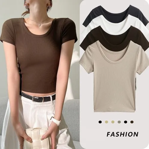 Women's T-shirt Short Sleeve T-Shirts Casual Solid Color