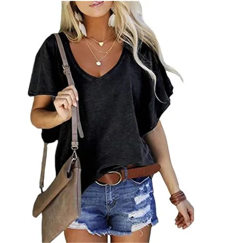 Women's T-shirt Short Sleeve T-shirts Patchwork Casual Streetwear Solid Color