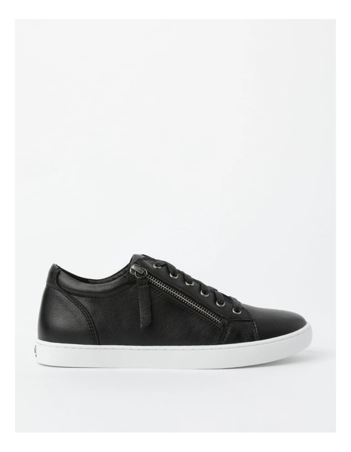 Zia Leather Zip Up Sneaker in Black