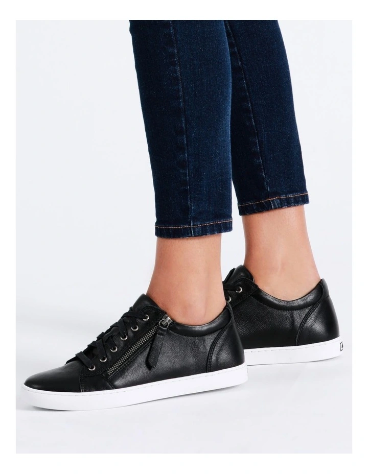 Zia Leather Zip Up Sneaker in Black