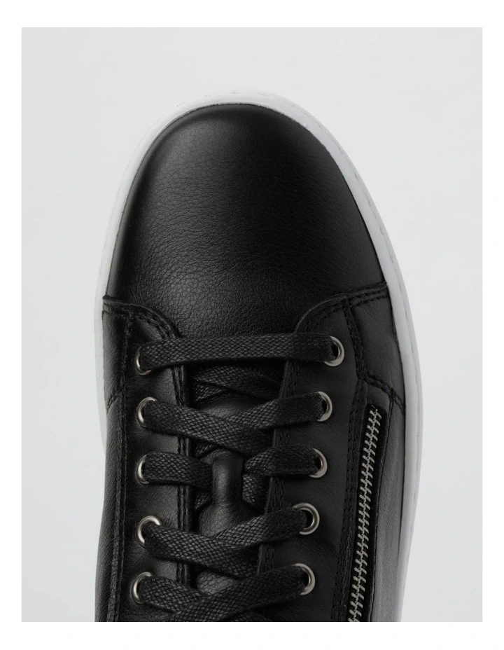 Zia Leather Zip Up Sneaker in Black