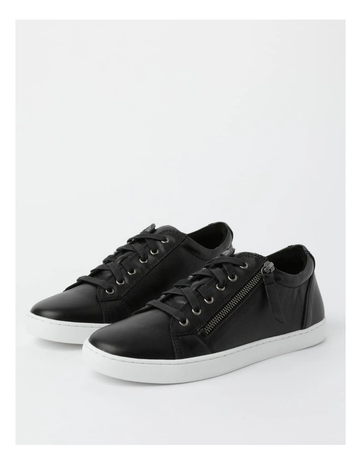 Zia Leather Zip Up Sneaker in Black