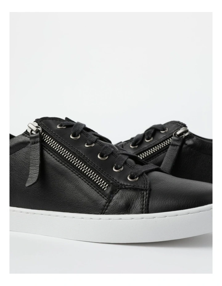 Zia Leather Zip Up Sneaker in Black