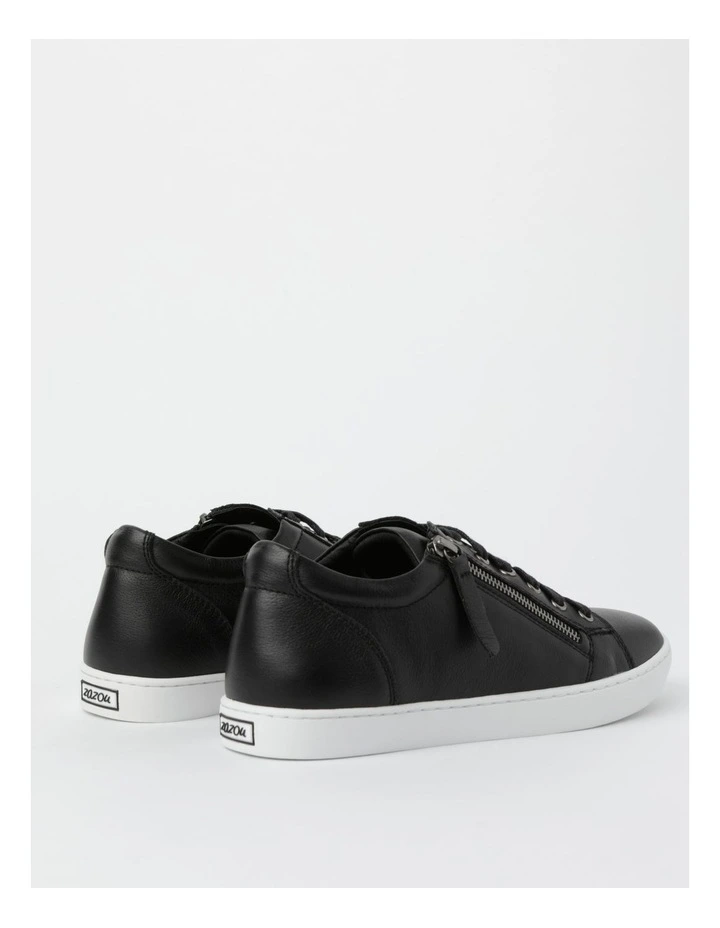 Zia Leather Zip Up Sneaker in Black