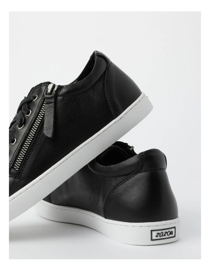 Zia Leather Zip Up Sneaker in Black